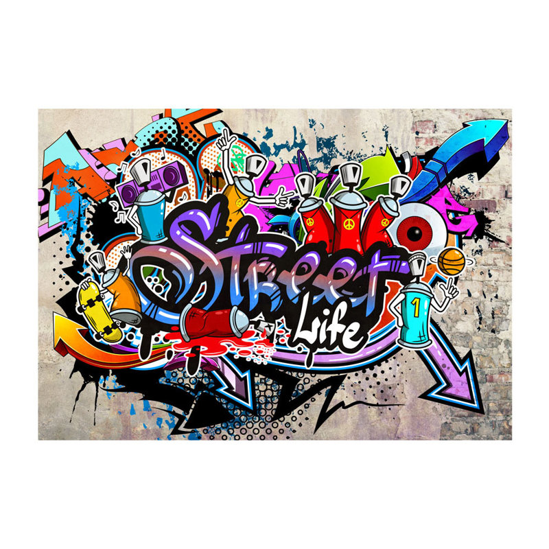 Street Game Semi-Gloss Paste the Wall Mural, 300 cm x 210 cm, Purple/Blue/Red