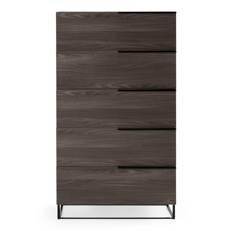 Commode 5 tiroirs Salisbury, Placage en noyer gris