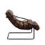 Chaise d'appoint Dolgren, cuir fleur Sahara et finition fer mat