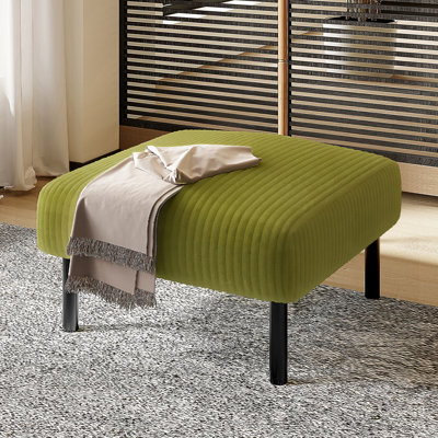 Petit tabouret de pieds avec pieds, tissu en velours côtelé, siège rembourré doux, conception carrée pour le salon, coin lecture, espace de bureau, éponge à haute densité de soutien confortable, pieds antidérapants, polyvalent