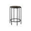 Élégante table d'appoint en stratifié bronze foncé avec base en métal noir, idéale pour la chambre à coucher