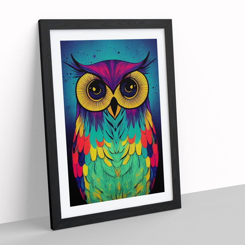 Paint Splashed Owl No.3 - Framed Print, Black, 34cm H x 25cm W x 2cm D