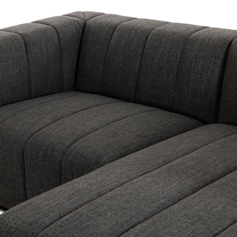 Grayson 88" Left Hand Facing Modular Sectional, Right Hand Facing, Saxon Charcoal Polyester