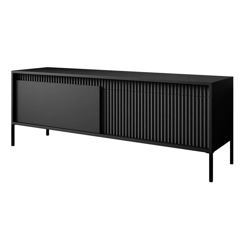 YASUMI two-door TV cabinet, matte black, 53.4cm H x 153.5cm L x 39.5cm W