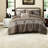 Brown Stripe Herringbone Bedding Set, Polyester Comforter & Pillows For Home
