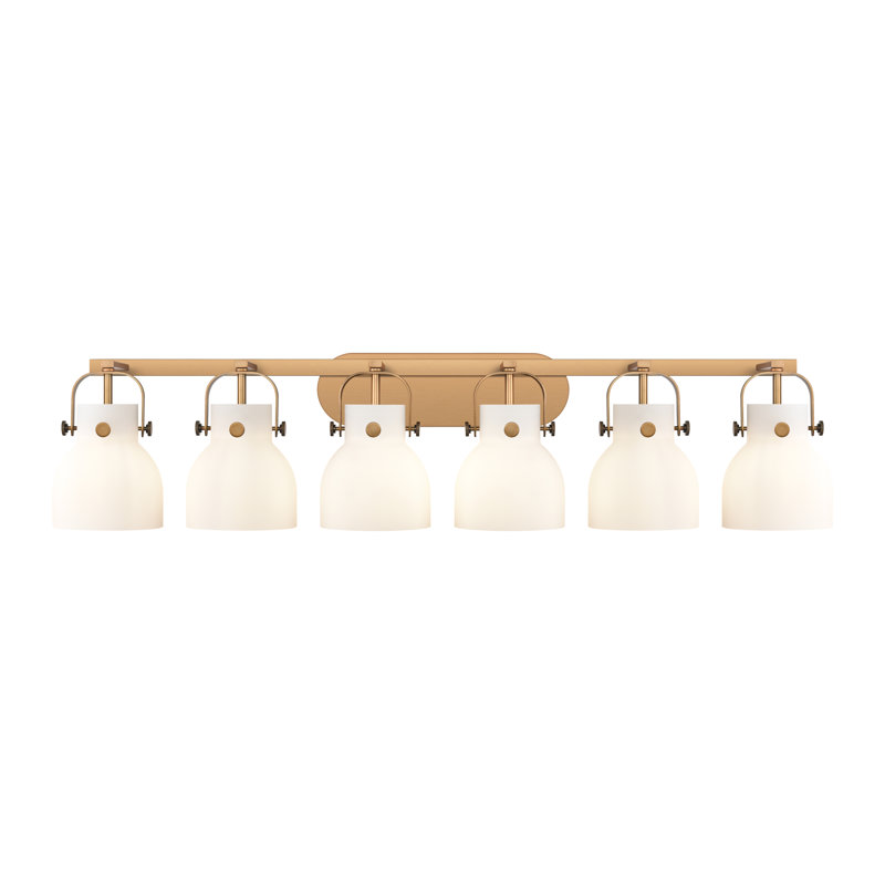 Éclairage pour meuble-lavabo mural 6 po Skycrest, Laiton brossé, Blanc, Six lumières