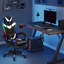 Fauteuil de jeu, fauteuil d'ordinateur avec lumières à DEL RVB, fauteuil ergonomique à haut dossier pour adultes avec repose-pieds et accoudoirs avec support lombaire (avec haut-parleurs Bluetooth)