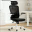 Chaise de bureau ergonomique, chaise de bureau avec appui-tête, chaise d'ordinateur à haut dossier avec accoudoirs et support lombaire réglable pour la salle d'étude de bureau à domicile-871544174-871544175