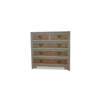 Commode 5 tiroirs en rotin