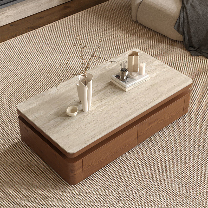 Table basse rectangulaire en pierre de style médiéval, H 15,7 po x L 39,4 po x l 19,7 po