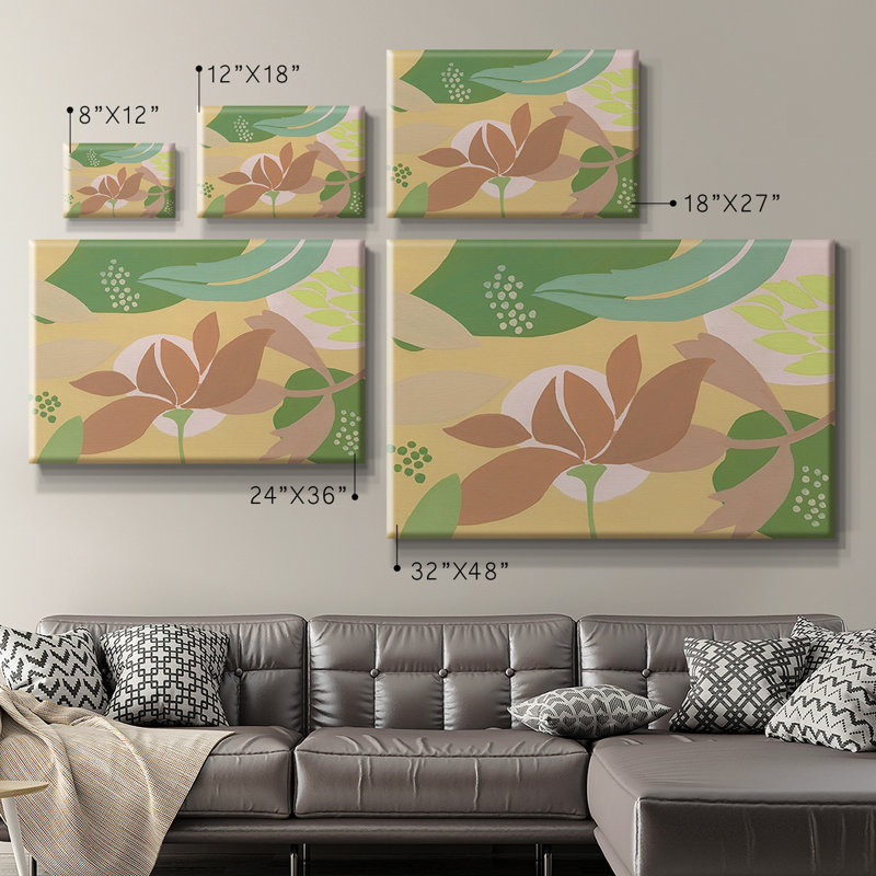 «Neutral Blooms I», toile tendue avec châssis de qualité supérieure - prête à être accrochée, H 8 po x l 12 po