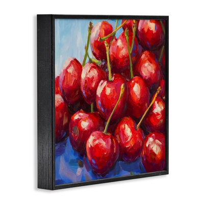 Luscious Red Cherries of Summer, giclée encadrée, design par Petal Prints Design