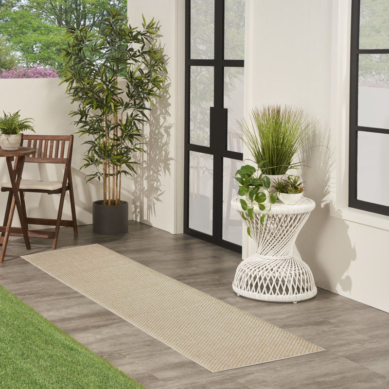 Tulum Solid Indoor/Outdoor Area Rug, Runner 2'2" x 10', Cream