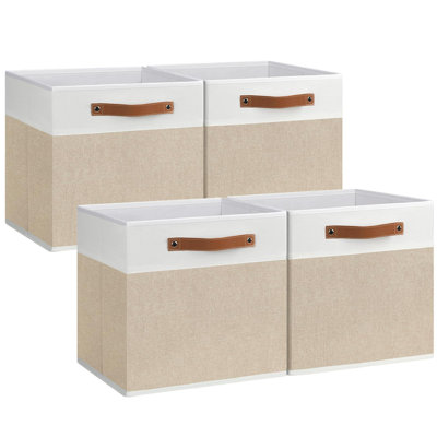 4 Pack Fabric Storage Cubes, Cube Storage Bins 11 x 11, Decorative Storage Baskets for Shelves with Handles