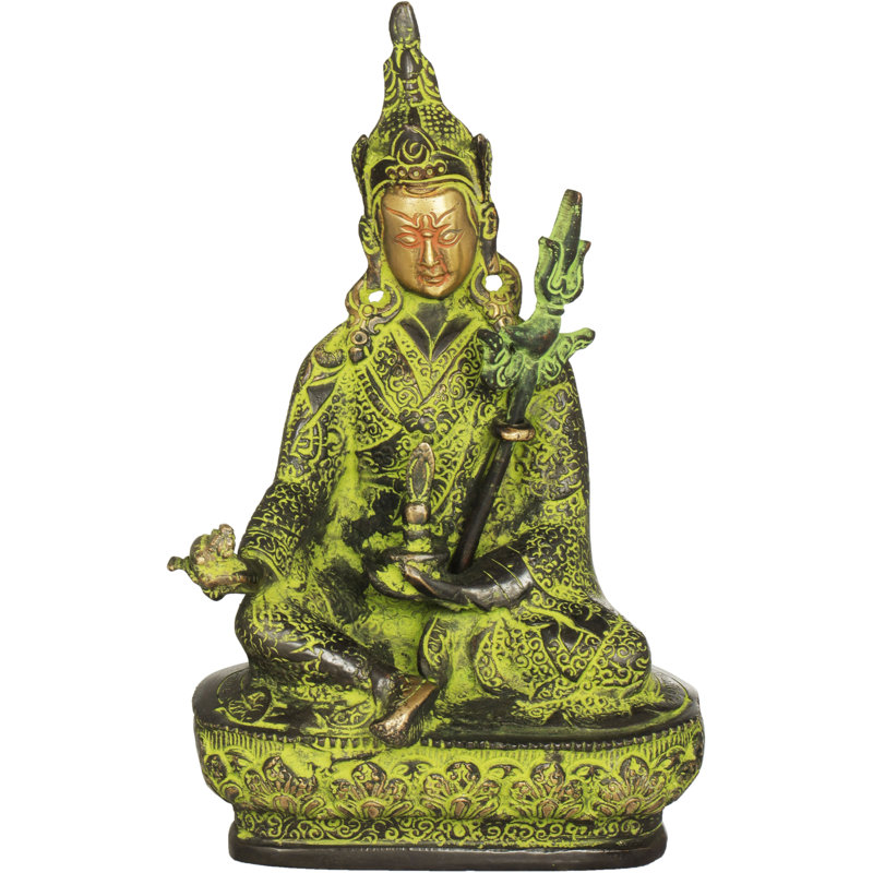 Gourou bouddhiste tibétain Rin Poche (Padmasambhava), Noir / vert / or