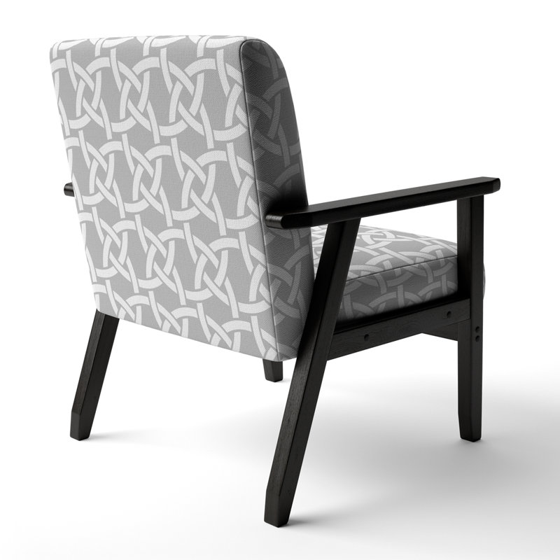Fauteuil d'appoint rembourré à motif géométrique gris et blanc
