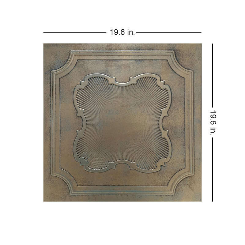 Carreau de plafond en polystyrène collé 1,6 pi x 1,6 pi Coronado, Cuivre vieilli