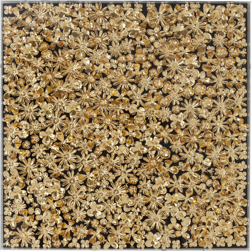 Object Picture Gold Flower, 80cm H x 80cm W x 5cm D, Gold