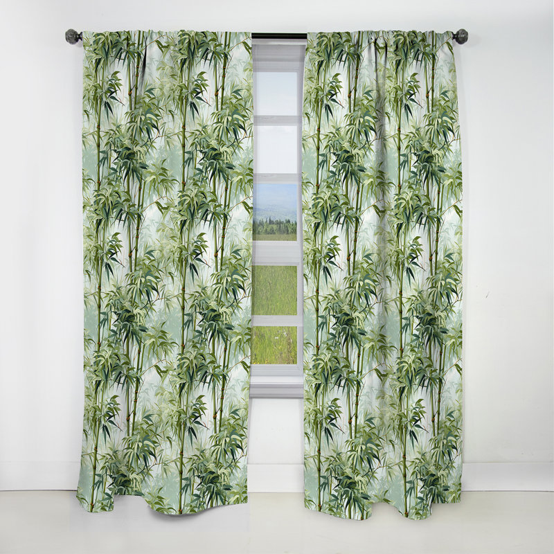 Bambou Zen Tropical Motif VI - Rideau floral - Rideau occultant floral - 1 panneau, L 52 po x L 84 po