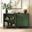 Buffet/meuble de rangement incurvé à 4 portes de 160 cm (62,99 po) au style vieilli, idéal pour l'entrée, le salon ou la cuisine.-327775768
