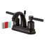 Robinet de salle de bain central à 4 poignées à 3 trous à fixation sur le comptoir avec poignée escamotable en plastique Kingston-25314160
