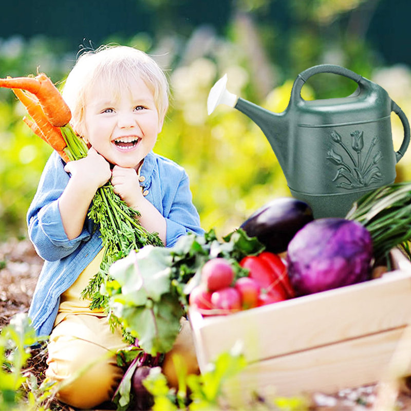 Hunter Green 2 Gallon Plastic Watering Can with Tulip Design