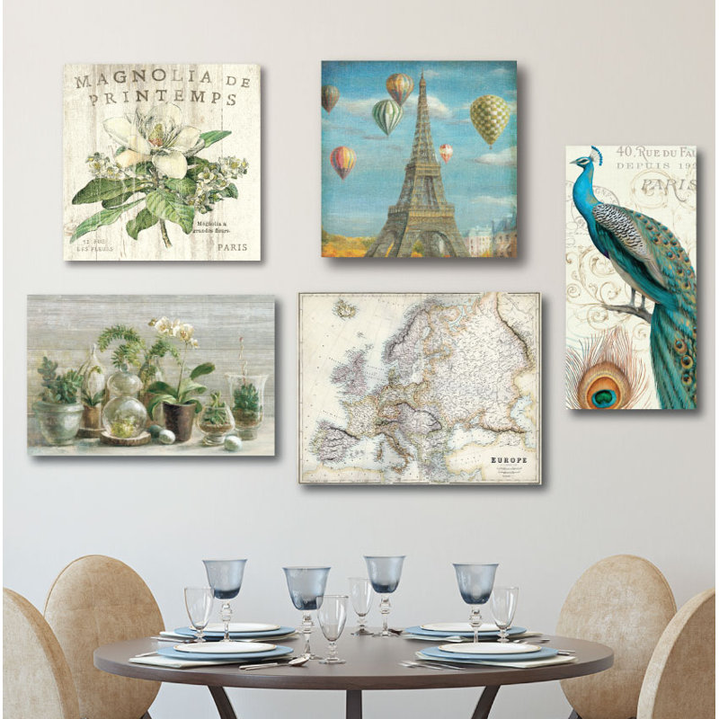 « french », ensemble de 5 reproductions d’art sur toile