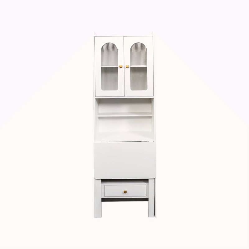 Table d'écriture pliable, armoire de bureau avec tablette et tiroir, Blanc