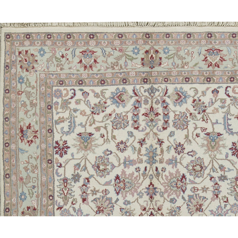 Indo Oriental Area Rug in Ivory/Green/Beige