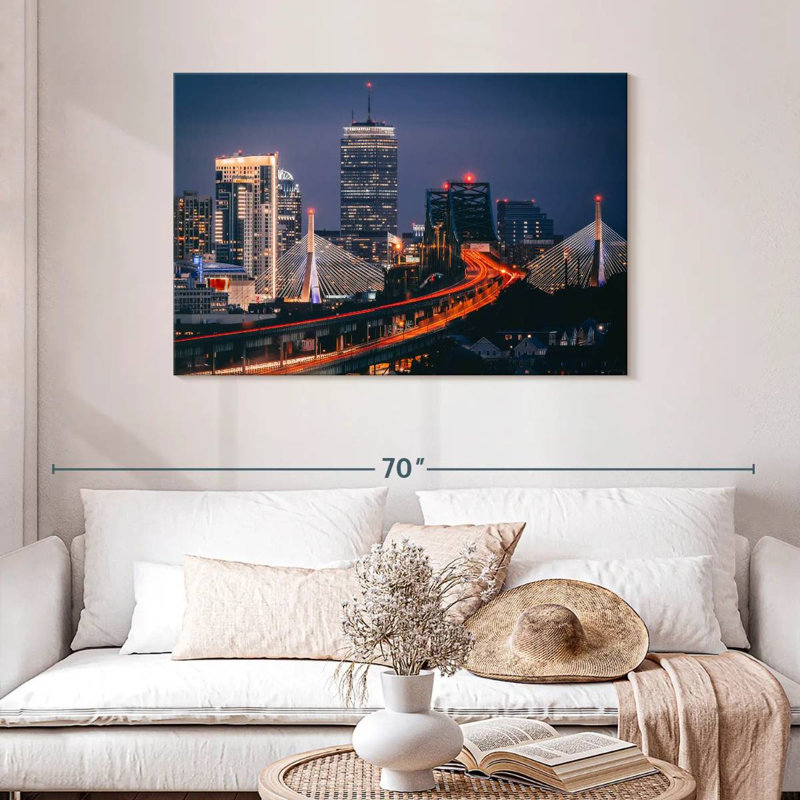 Lynelle Boston Nighttime Skyline, 30" H x 45" W