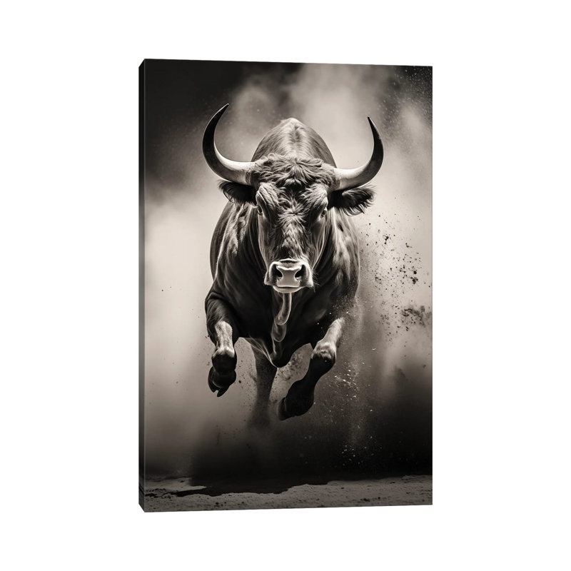 Bull Black - reproduction d'art murale - toile tendue