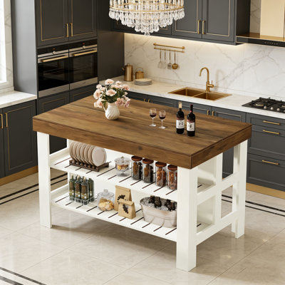 Kitchen Island With Storage Shelves For Kitchen Dining Room