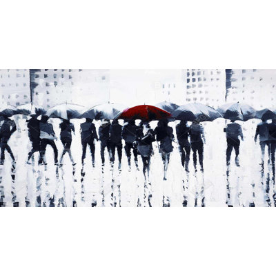 Silhouettes walking in the rain - 15.75"x31.50" Desk mat