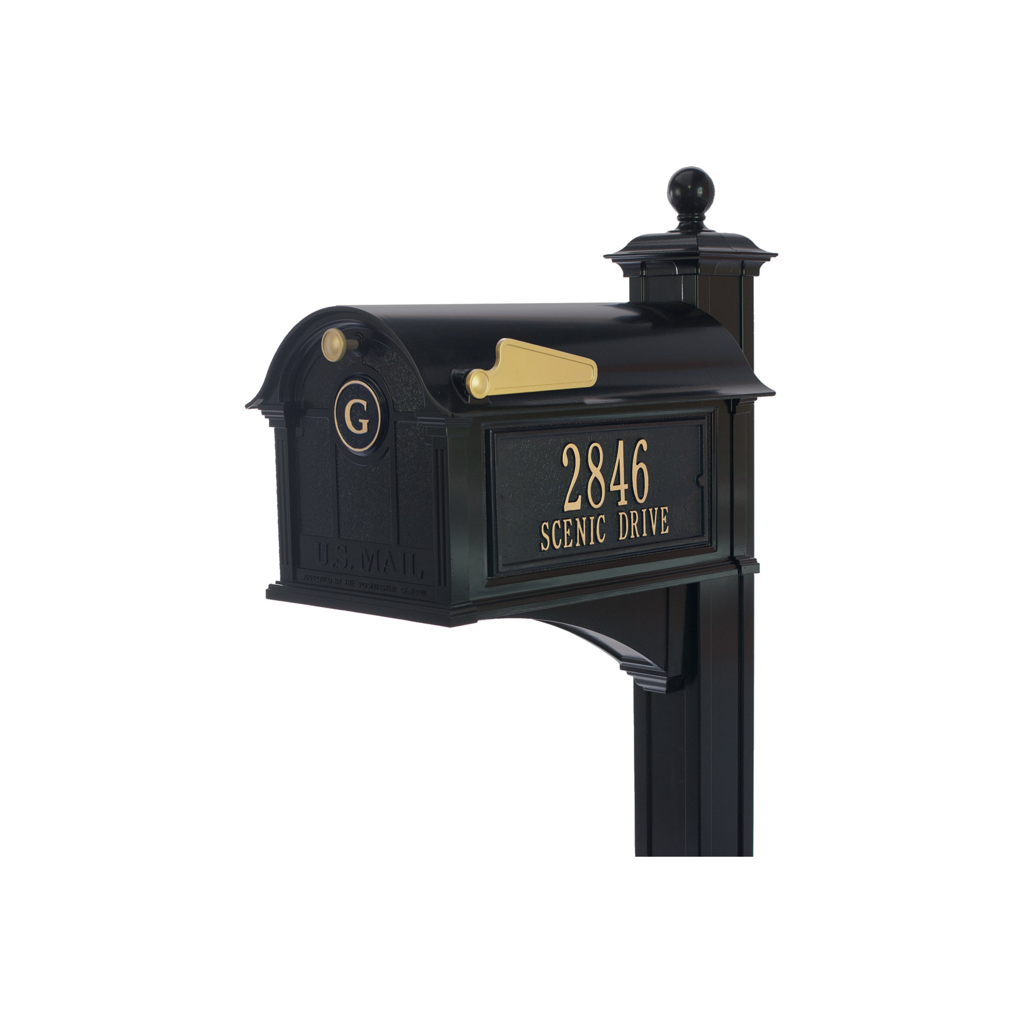 Balmoral Post Mounted Mailbox, Black, Yes
