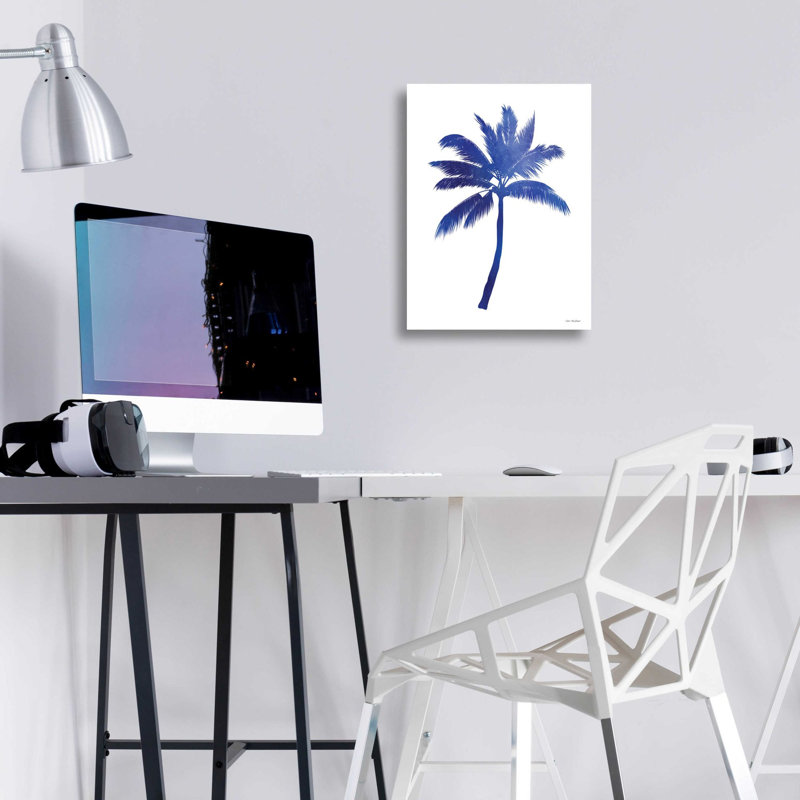«Blue Palm Tree III» par Seven Trees Design, art mural en verre acrylique, H 16 po x l 12 po x P 0,13 po