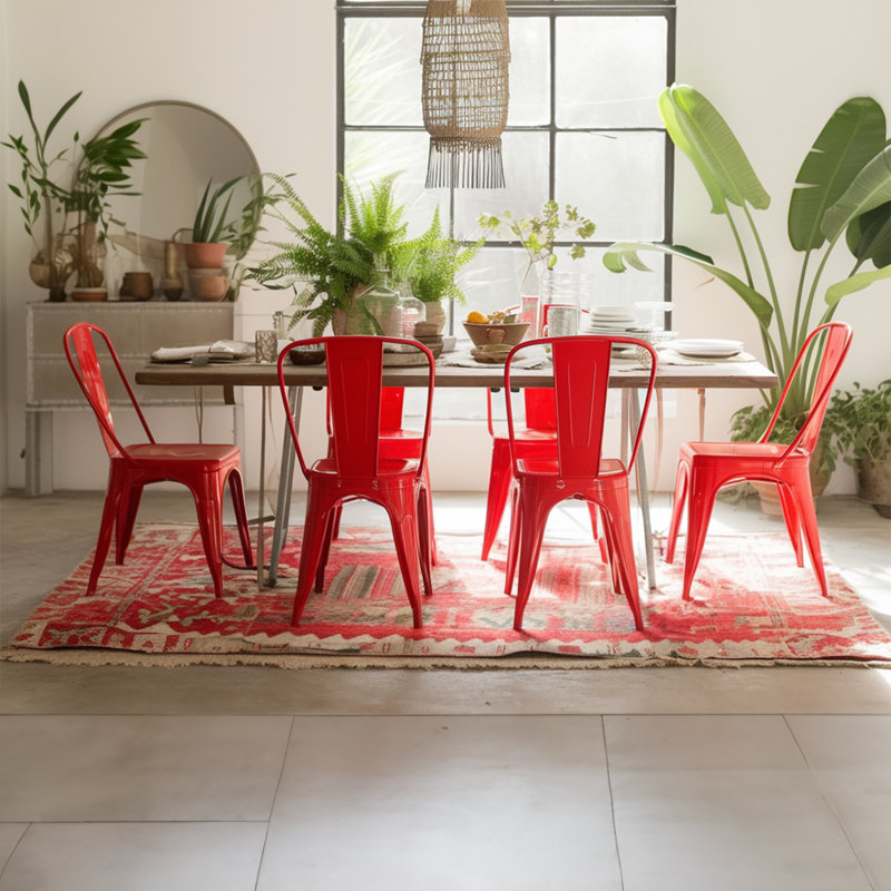 Chaise de salle à manger Kalya, Rouge, 2