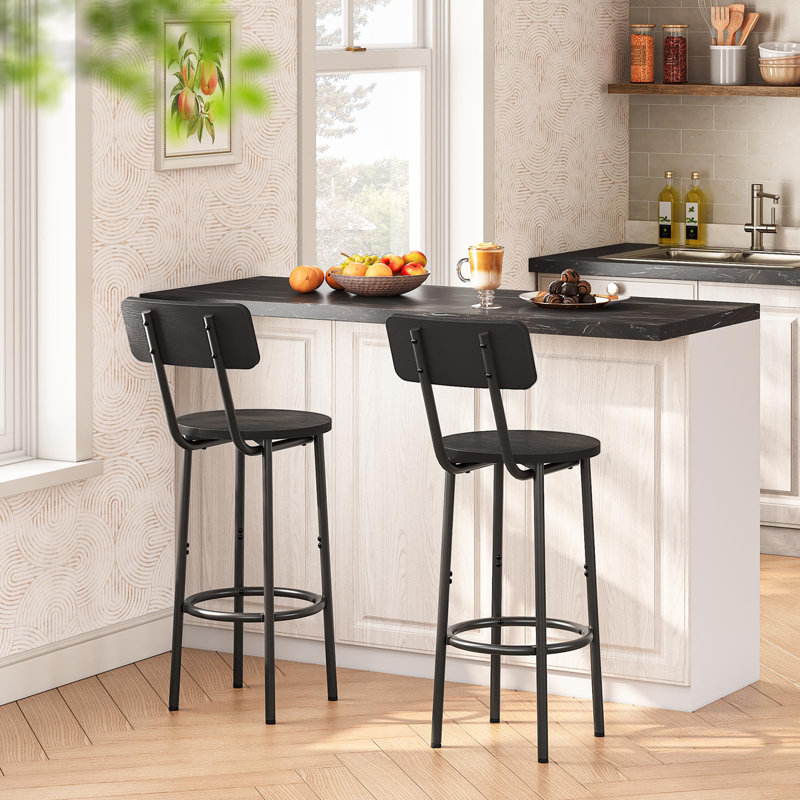 Margrate Counter Stool with Metal Frame, Black