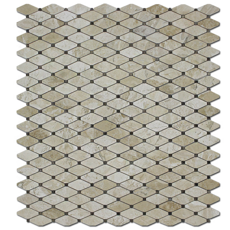 Clipped 1.75" x 4" Marble Octagon & Dot Mosaic Wall & Floor Tile, Diana Royal/Emperador