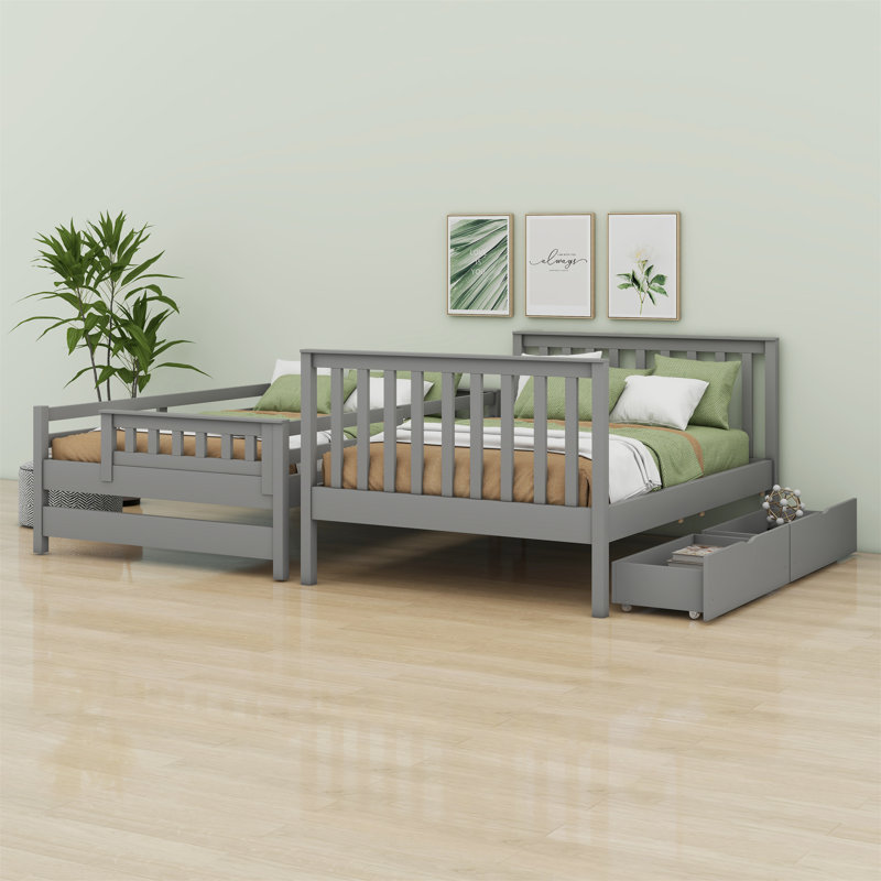 Bunk Bed With Shelves And Storage Drawers, Grey