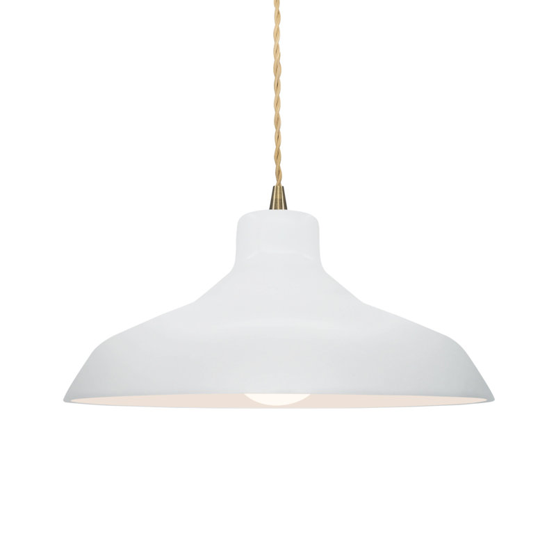 Fallon - Light Dome Pendant, 6.25" H x 13.5" W x 13.5" D, Antique Brass, Gloss White/Gloss White