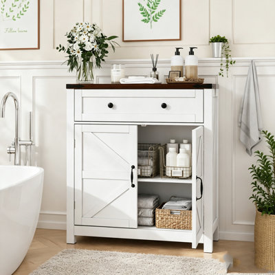 Storage Cabinet with Drawer and Adjustable Shelf