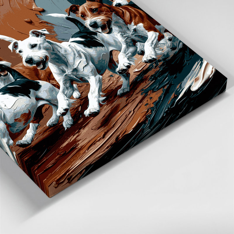 «Dogs Smooth Fox Terrier», art mural sur toile brune, H 12 po x l 12 po