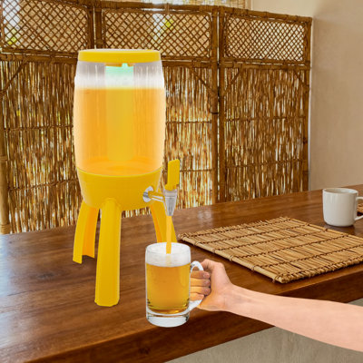 Distributeur de bière 3L à DEL avec tube de glace et trépied, distributeur de boissons transparent pour la bière, les cocktails et le jus