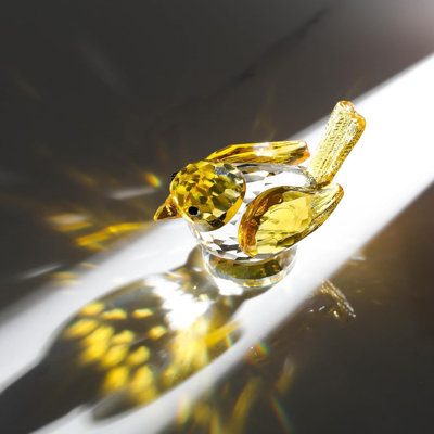 Figurine d'oiseau en cristal à facettes, objet décoratif avec base transparente