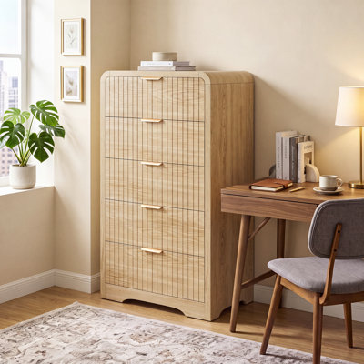 Commode moderne pour chambre à coucher, commodes et chiffonniers larges en bois au design incurvé