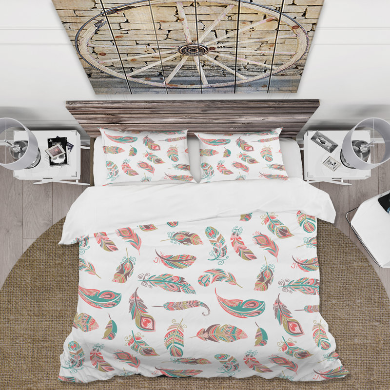 Ensemble de housse de couette Bohemian Colorful Feathers II - Microfibre polyester