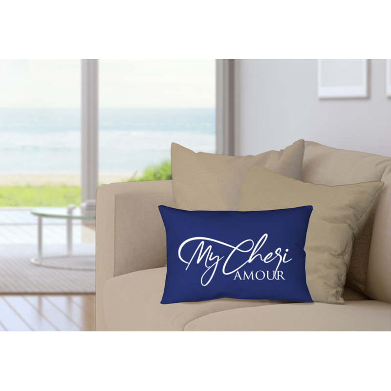 Housse et insert de coussin rectangulaire Aspire Cheri Amour, Bleu marine