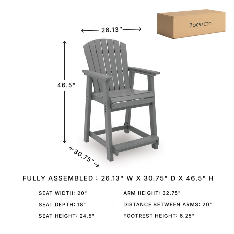 Ensemble de 2 tabourets de bar Ross Cove, Gris