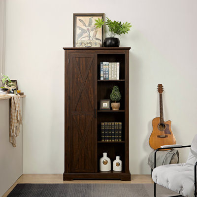 Tall Storage Cabinet Barn Door Storage Country Wood Rustic Farmhouse Pantry Cupboard Barn Door Kitchen Organizer Furniture Home Drawer Shelves L39.37