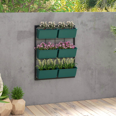 Pot de fleurs mural à 3 niveaux avec 6 pots pour une utilisation intérieure et extérieure